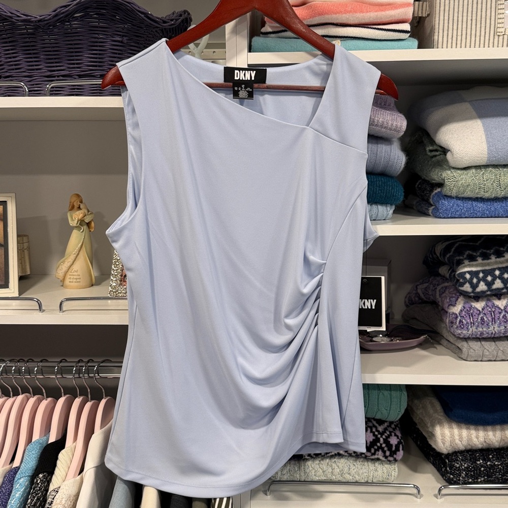 ***NWT*** DKNY Soft Blue Asymmetrical Sleeveless Blouse